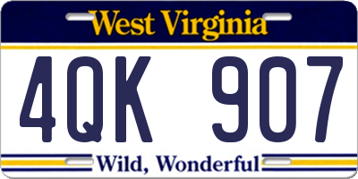 WV license plate 4QK907