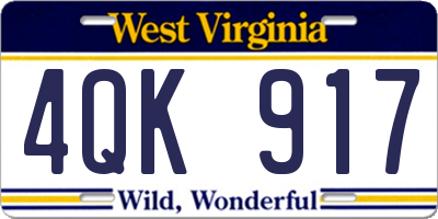 WV license plate 4QK917