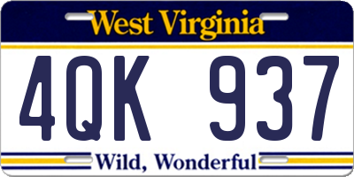 WV license plate 4QK937