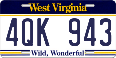 WV license plate 4QK943