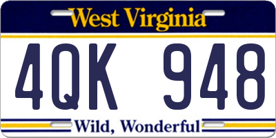 WV license plate 4QK948