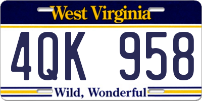 WV license plate 4QK958