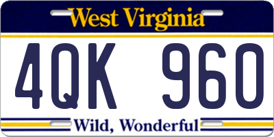 WV license plate 4QK960