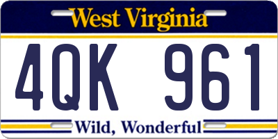 WV license plate 4QK961