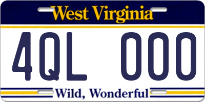 WV license plate 4QL000