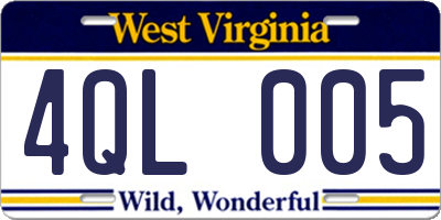 WV license plate 4QL005