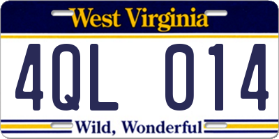 WV license plate 4QL014
