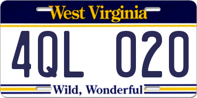 WV license plate 4QL020