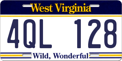 WV license plate 4QL128