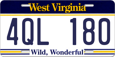 WV license plate 4QL180