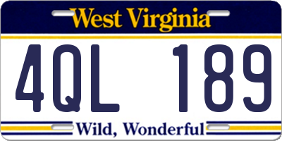 WV license plate 4QL189