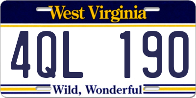 WV license plate 4QL190