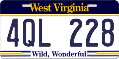 WV license plate 4QL228