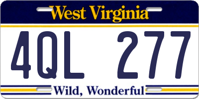 WV license plate 4QL277