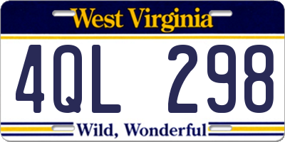 WV license plate 4QL298