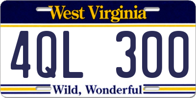 WV license plate 4QL300