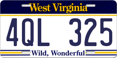 WV license plate 4QL325