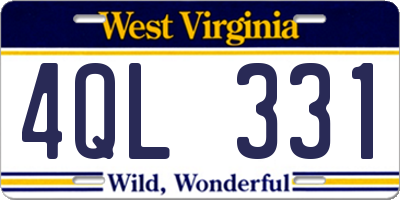 WV license plate 4QL331