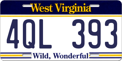 WV license plate 4QL393