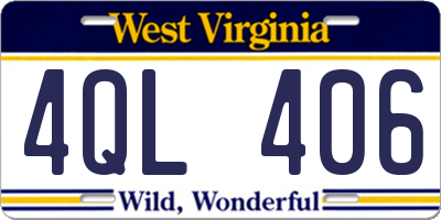 WV license plate 4QL406