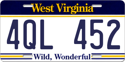 WV license plate 4QL452