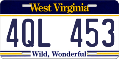 WV license plate 4QL453