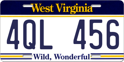 WV license plate 4QL456