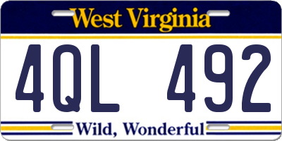 WV license plate 4QL492
