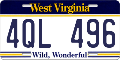 WV license plate 4QL496