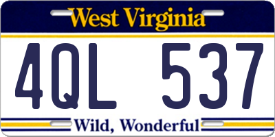 WV license plate 4QL537