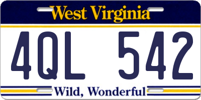 WV license plate 4QL542