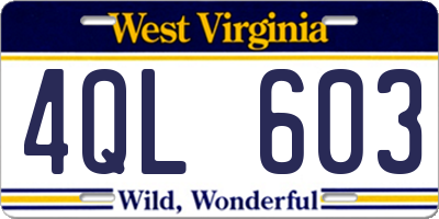 WV license plate 4QL603