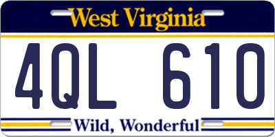 WV license plate 4QL610