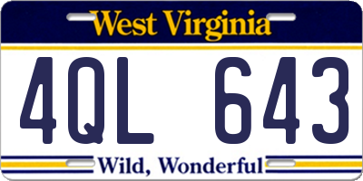 WV license plate 4QL643
