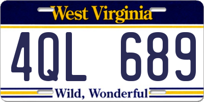 WV license plate 4QL689
