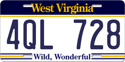 WV license plate 4QL728