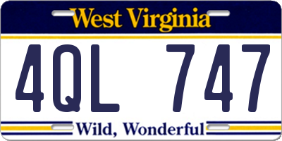 WV license plate 4QL747