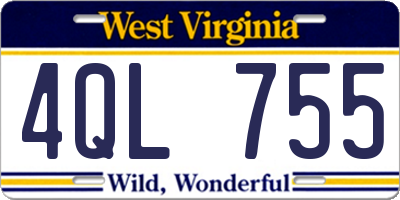 WV license plate 4QL755