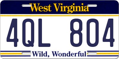 WV license plate 4QL804