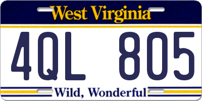 WV license plate 4QL805