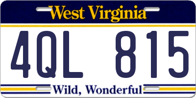 WV license plate 4QL815
