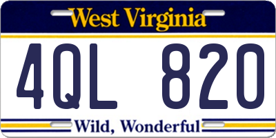 WV license plate 4QL820