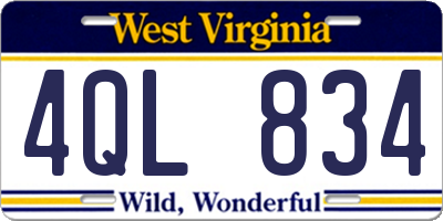 WV license plate 4QL834