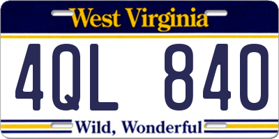 WV license plate 4QL840