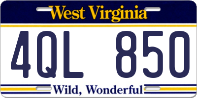 WV license plate 4QL850
