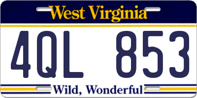 WV license plate 4QL853