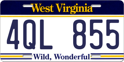WV license plate 4QL855