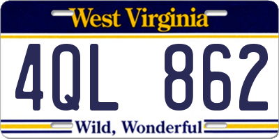 WV license plate 4QL862