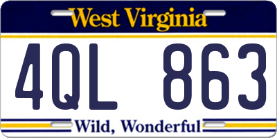 WV license plate 4QL863