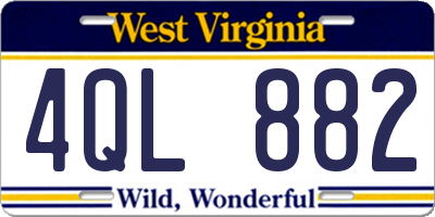 WV license plate 4QL882